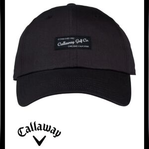 Callaway Relaxed Retro Golf Hat Adjustable Black Patch 100% Cotton O/S Mens Hat